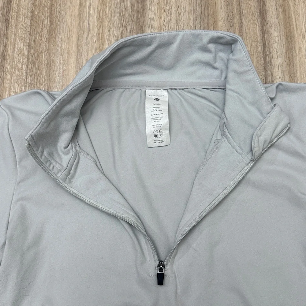 Paragon Fitwear quarter zip long sleeve jacket size medium in light gray / ivory - Picture 2 of 8